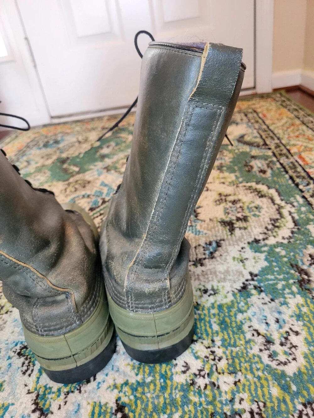 Vintage Sorel Olive Green Tall Heavy Duty Winter Pac Boots, Size Mens 11
